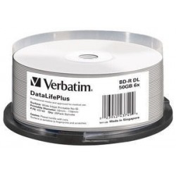 VERBATIM BD-R(25-pack)Blu-Ray/spindle/DL+/6x/50GB/ WIDE PRINTABLE...