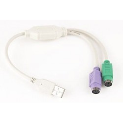 Gembird redukcia USB 2.0 (M) na PS/2, kábel, 0.3 m, biely UAPS12