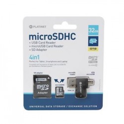 PLATINET 4-in-1 microSD 32GB + CARD READER + OTG + ADAPTER PMMSD32CR4