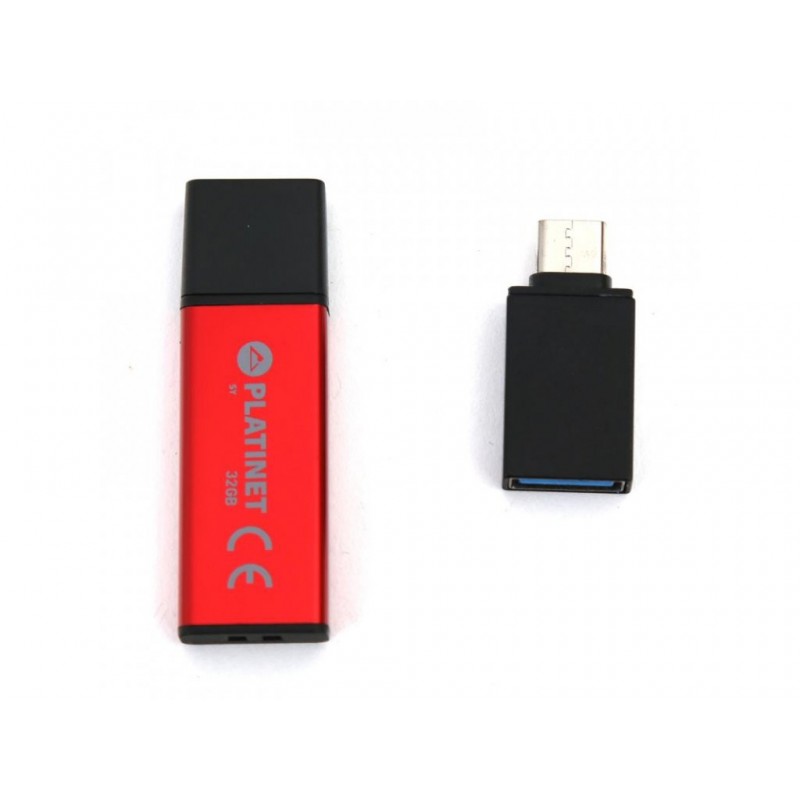 PLATINET PENDRIVE USB 2.0 X-Depo 32GB + Type-C Adapter RED PMFEC32R