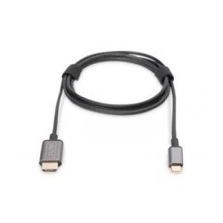 Digitus USB-C - HDMI kabelový adaptér, 1,8 m 4K/30 Hz, černý,...