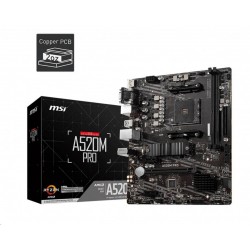 MSI MB Sc AM4 A520M PRO, AMD A520, VGA, 2xDDR4, m-ATX