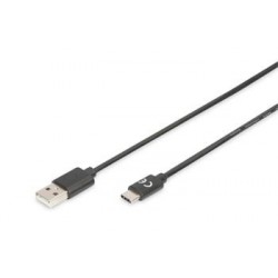 Digitus Připojovací kabel USB C na A  1,0 m, 3A, 480 MB, verze 2.0...