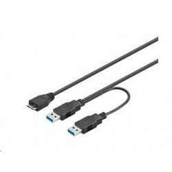 PREMIUMCORD Kabel USB 3.0 2xA - micro (M/F) 30cm DUÁLNÍ (extra...