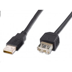 PremiumCord USB 2.0 kabel prodlužovací, A-A, 3m černá kupaa3bk