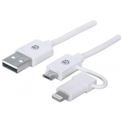MANHATTAN i-Lynk Charge/Sync Cable, USB A to micro-USB and 8-pin, 1...