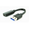 Gembird adaptér USB-C (F) na USB A 3.0/2.0 (M), 0.1m kábel, čierny A-USB3-AMCF-01