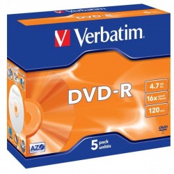 Verbatim DVD-R, 43519, DataLife PLUS, 5-pack, 4.7GB, 16x, 12cm,...