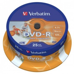 Verbatim DVD-R, 43538, DataLife PLUS, 25-pack, 4.7GB, 16x, 12cm,...