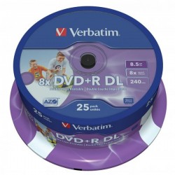 Verbatim DVD+R, 43667, DataLife PLUS, 25-pack, 8.5GB, 8x, 12cm,...