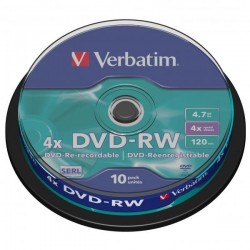 Verbatim DVD-RW, 43552, DataLife PLUS, 10-pack, 4.7GB, 4x, 12cm,...