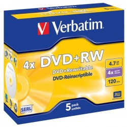 Verbatim DVD+RW, 43229, DataLife PLUS, 5-pack, 4.7GB, 4x, 12cm,...