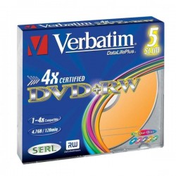 Verbatim DVD+RW, 43297, DataLife PLUS, 5-pack, 4.7GB, 4x, 12cm,...