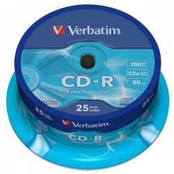 Verbatim CD-R, 43432, DataLife, 25-pack, 700MB, Extra Protection,...
