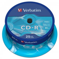 Verbatim CD-R, 43432, DataLife, 25-pack, 700MB, Extra Protection,...