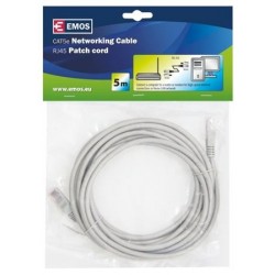 Emos Patch kabel UTP, CAT 5e, AWG26, PVC, šedý, 5m 2309010050