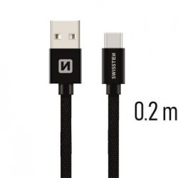 SWISSTEN DATA CABLE USB / USB-C TEXTILE 0,2M BLACK 71521101