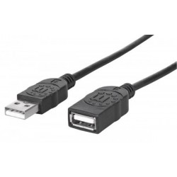 MANHATTAN Kabel USB 2.0 prodlužovací  A Male / A Female 1,8m černý...