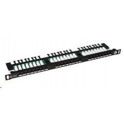 Solarix Patch panel 24xRJ45 CAT5E UTP s vyvazovací lištou černý...