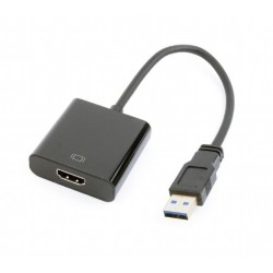 GEMBIRD Redukcia USB 3.0 - HDMI, M/F, 15cm, čierna A-USB3-HDMI-02