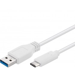 PremiumCord USB-C/male - USB 3.0 A/Male, bílý, 0,5m ku31ca05w