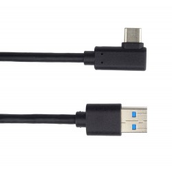 PremiumCord Kabel USB typ C/M zahnutý konektor 90° - USB 3.0 A/M,...