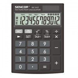 Sencor Kalkulačka SEC 332 T, čierna, stolová, dvanásťmiestna,...