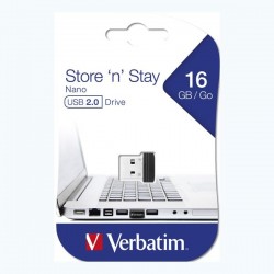Verbatim USB flash disk, USB 2.0, 16GB, Nano, Store N Stay, čierny,...