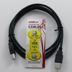Kábel USB (2.0), USB A M- USB B M, 1.8m, čierny, Logo 30260