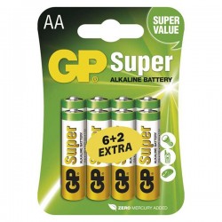 Batéria alkalická, AA, 1.5V, GP, blister, 8-pack, SUPER B13218