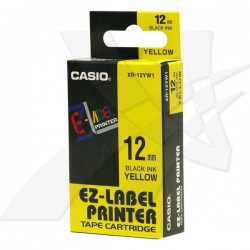 Casio originál páska do tlačiarne štítkov, Casio, XR-12YW1, čierny...