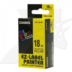 Casio originál páska do tlačiarne štítkov, Casio, XR-18YW1, čierny...