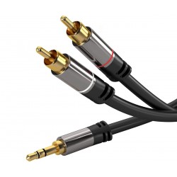 PremiumCord HQ tienený kábel stereo Jack 3.5mm-2xCINCH M/M 3m kjqcin3