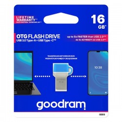 Goodram USB flash disk OTG, USB 3.0 (3.2 Gen 1), 16GB, ODD3, modrý,...