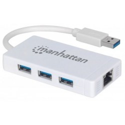 MANHATTAN USB 3.0 3-Port Hub with Gigabit Ethernet Adapter 507578
