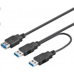 PremiumCord USB 3.0 napájecí Y kabel A/Male + A/Male   A/Female...
