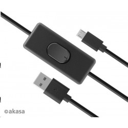 AKASA kabel USB-A 2.0 na Micro-B, napájecí kabel se switchem (pro...