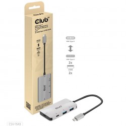 Club3D hub USB-C PD na 2x USB-C 10G porty a 2x USB-A 10G porty...