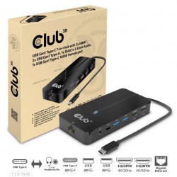 Club3D hub USB-C, 7-in-1 hub s 2x HDMI, 2x USB Gen1 Type-A, 1x...