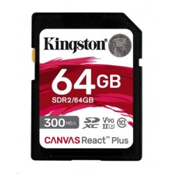 Kingston 64GB Canvas React Plus SDHC UHS-II 300R/260W U3 V90 for...