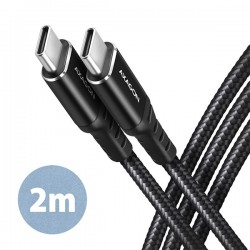 AXAGON BUCM-CM20AB, HQ kabel USB-C  -  USB-C, 2m, USB 2.0, PD 60W...