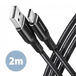 AXAGON BUCM-AM20AB, HQ kabel USB-C  -  USB-A, 2m, USB 2.0, 3A, ALU,...