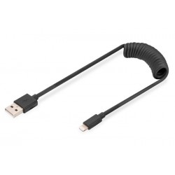 DIGITUS Kabel USB  A na Lightning Spirálový MFI C89 TPU USB 2.0,...