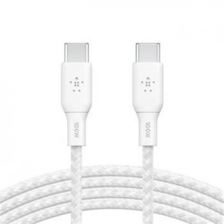 Belkin USB-C na USB-C kabel 100W, 2m, bílý - odolný CAB014bt2MWH