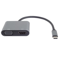 PremiumCord MST adaptér USB-C na HDMI + VGA, rozlišení 4K a FULL HD...