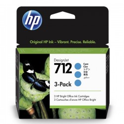 HP 712 3-Pack 29-ml Cyan DesignJet Ink Cartridge 3ED77A