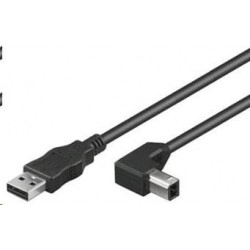 Kábel USB PREMIUMCORD 2.0 Konektor A-B 1m - ohnutý konektor B 90°...