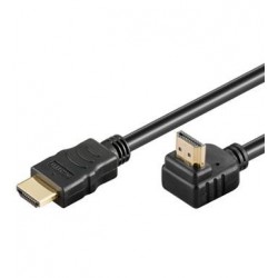 PremiumCord HDMI High Speed+Ethernet kabel, zlacený zahnutý...