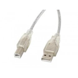 LANBERG USB-A (M) na USB-B (M) 2.0 kabel 5m, transparentní...