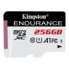 256 GB . microSDXC karta Kingston High Endurance Class 10 UHS-I U1 (r95MB/s, w45MB/s) bez adaptéra SDCE/256GB